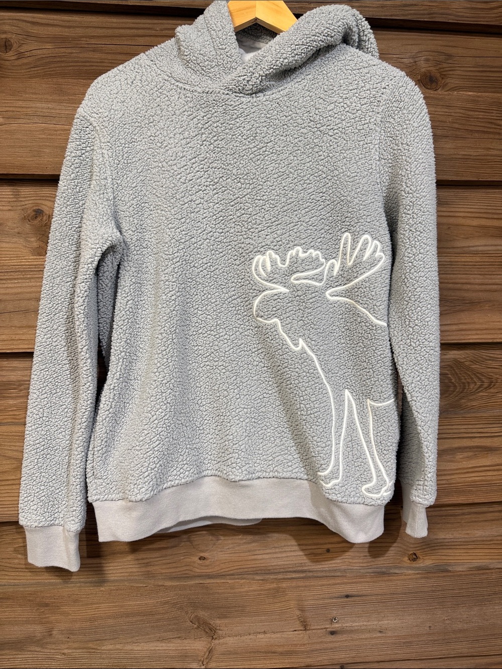 abercrombie kids Sherpa Hoodie with Moose Outline